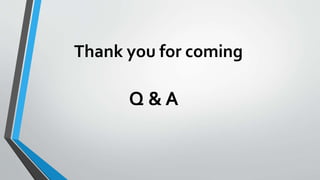 Q & A
Thank you for coming
 