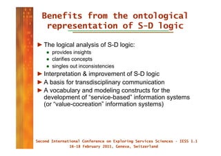 Towards an ontological foundation of service dominant logic