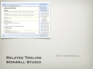 SWEET - MicroWSMO Editor
Related Tooling
SOA4All Studio
 