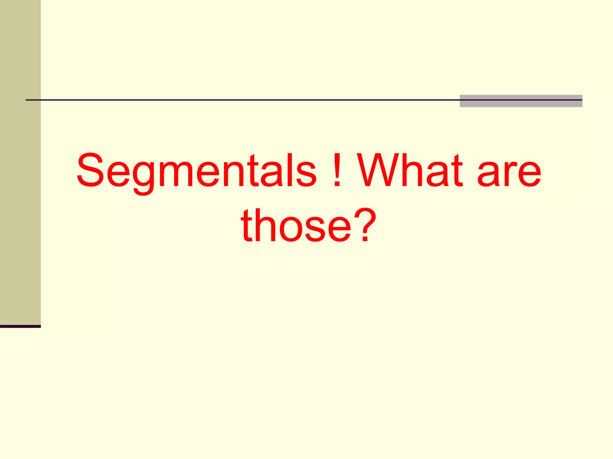 Segmentals ! What are
those?

 