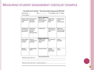Measuring student engagement checklist example