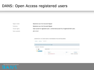 DANS: Open Access registered users
 