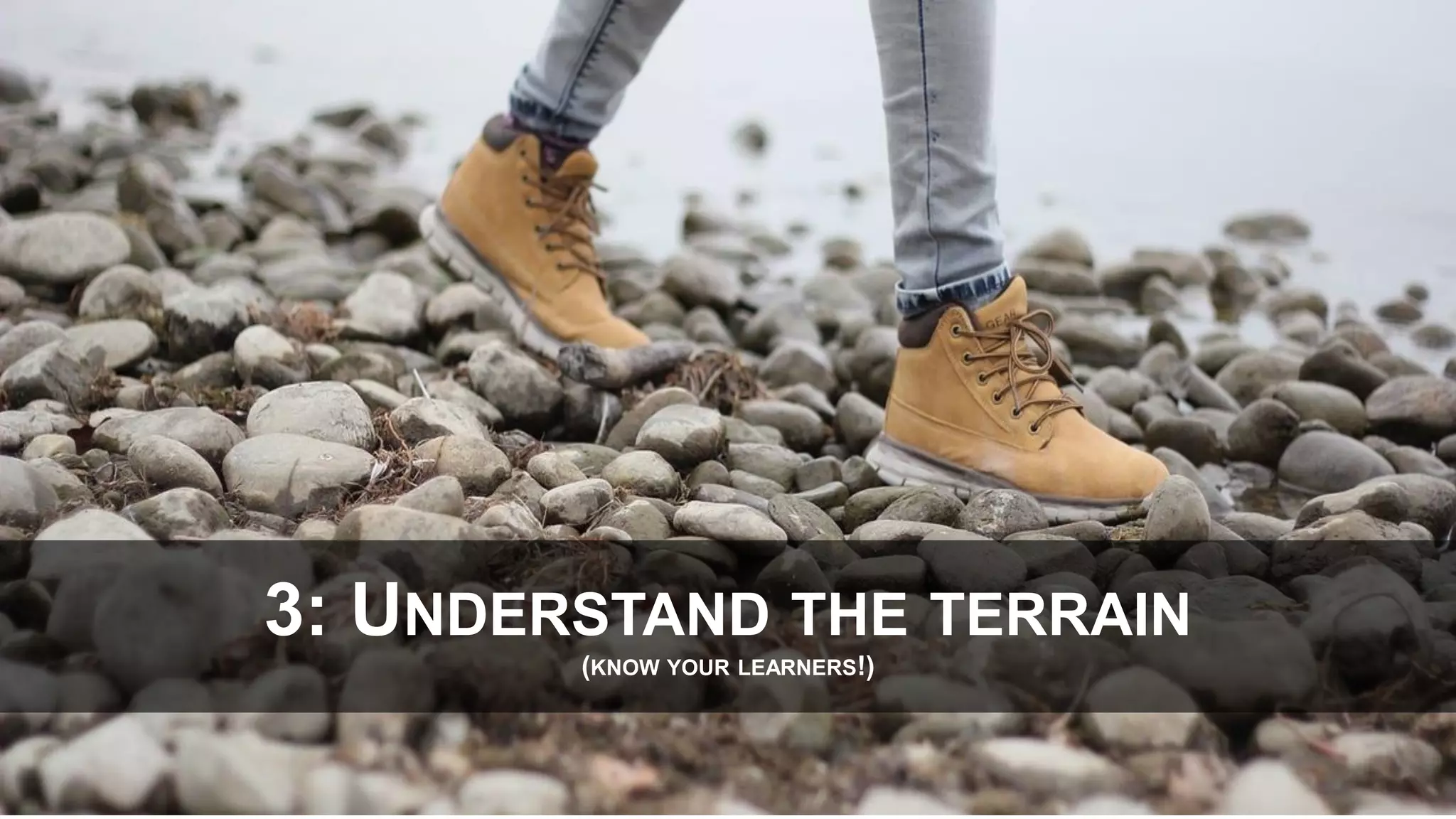 3: UNDERSTAND THE TERRAIN
(KNOW YOUR LEARNERS!)
 