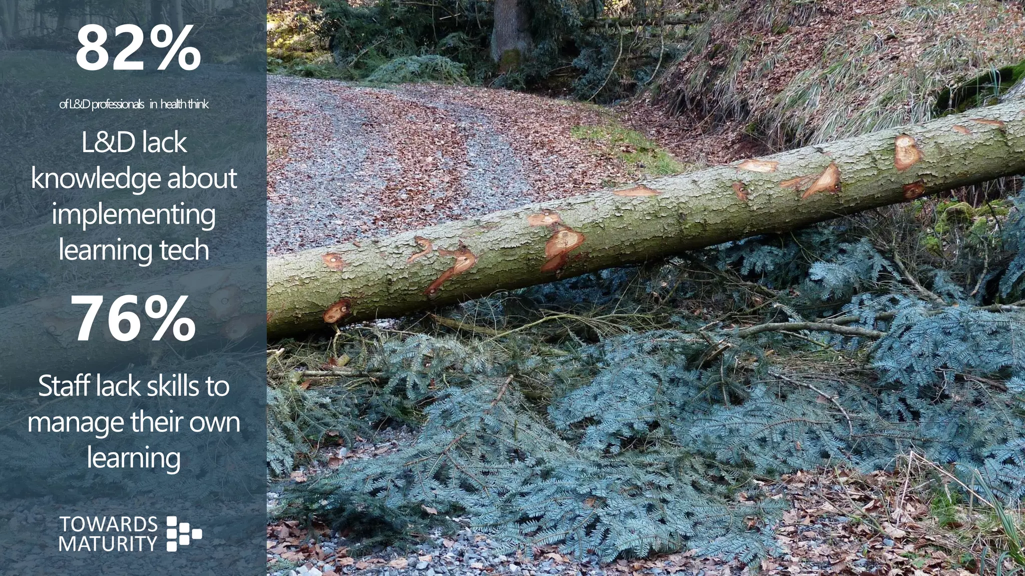 82%
ofL&Dprofessionals in healththink
L&D lack
knowledge about
implementing
learning tech
76%
Staff lack skills to
manage their own
learning
 