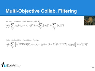 Multi-Objective Collab. Filtering
25
MF for Pre-trained Factors
Main objective function for
 
