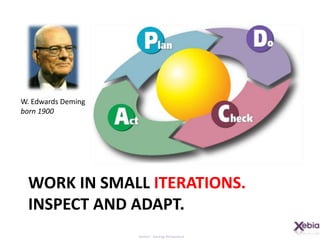 W. Edwards Demingborn 1900Work in SMALL ITERATIONS.INSPECT AND ADAPT.