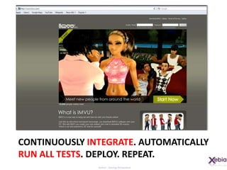 Continuously integrate. Automatically run all tests. Deploy. Repeat.
