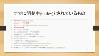 Ǥ_k(in dev)ȤƤ
? ԭη(ZBXNEXT-2409)
? Zabbix`Щ`HA
? APIΥѥե`ޥ󥹸(ZBXNEXT-6679ZBXNEXT-6528)
? KubernetesαOҕ
? ¤ƥץ`Ȥ׷
? ¤֪ͨITSM`ӥȤBЯ׷
? PrometheusҥȥI뤿v
? å`ܩ`ɤΥդǤηeؤͥդΥݩ`
? ǩ`Ʃ`֥륦å
? mԤθߤOҕ(ZBXNEXT-6593)
? APIӳrαO˥ӛh(ZBXNEXT-2815ZBXNEXT-6470)
? ե륿`ӥ`αʹ䤹θ(ZBXNEXT-6356)
? Oҕǩ`˥`ڤۥȤ䥢ƥɤΙC(ZBXNEXT-6757ZBXNEXT-6758)
40
 