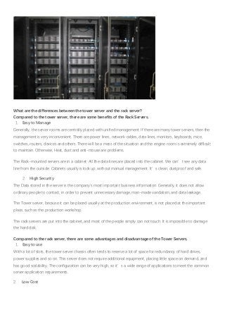 Understand The Differences Between Tower And Rack Servers. – CJCP