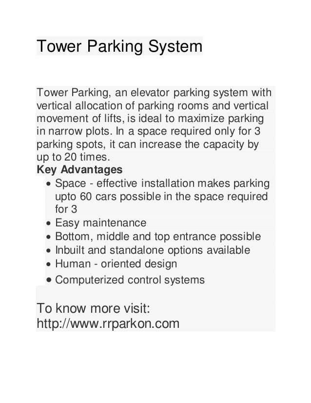 Tower parking system