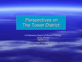Perspectives on The Tower District: ,[object Object],[object Object]