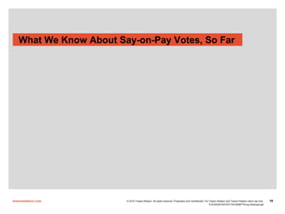 What We Know About Say-on-Pay Votes, So Far




towerswatson.com        © 2010 Towers Watson. All rights reserved. Proprie...