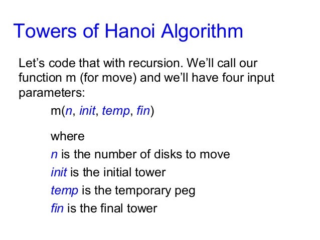 hanoi towers recursive function hanoi towers recursive function