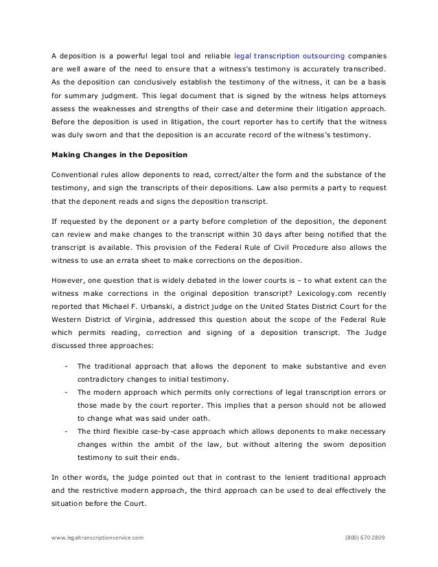 to what extent can a witness make corrections in the original deposit errata sheet deposition