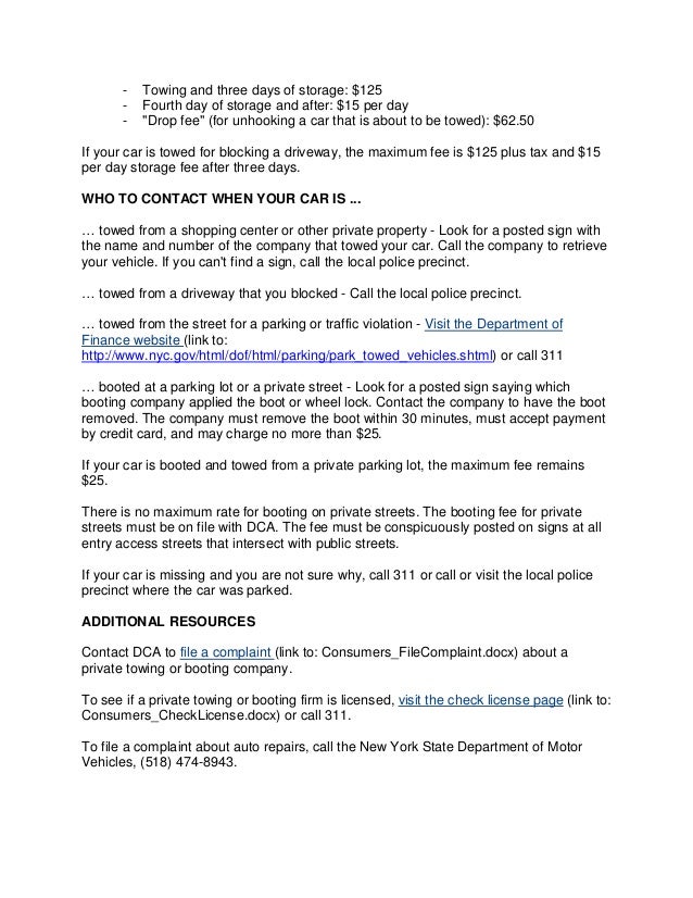 Department Of Consumer Affairs Towing Tip Sheet