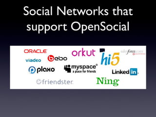 Social Networks that
support OpenSocial
 