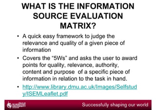 Towlson - The information source evaluation matrix, a creative approach ...