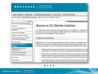Online Team-Based LearningELI Resources: discovery toolsCollaborative Learning Workshop Guide5 units and resource list Blended Learning Workshop Guide8 units and resource listAssessmentCollaboration Communication Ethics and copyrightOverviewRedesignStrategiesSupport Technology 
