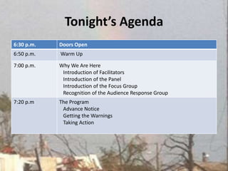 Tonight’s Agenda