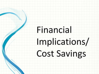 Financial
Implications/
Cost Savings
 