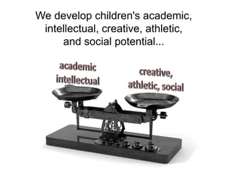 We develop children's academic,
intellectual, creative, athletic,
and social potential...

 