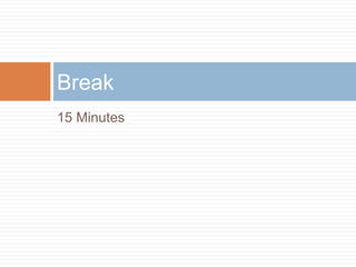 Break
15 Minutes
 
