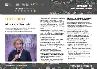 TOWN MEETING
FOOD and WINE TOURISM
1511 LUGLIO 2018 | TORINO#TOWNMEETING #FACTORYMPRESA
TERRITORIO
Introduzione di contest...