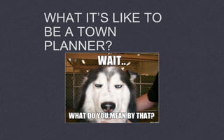 WHAT IT’S LIKE TO
BE A TOWN
PLANNER?
 