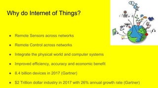 Why do Internet of Things?
● Remote Sensors across networks
● Remote Control across networks
● Integrate the physical worl...