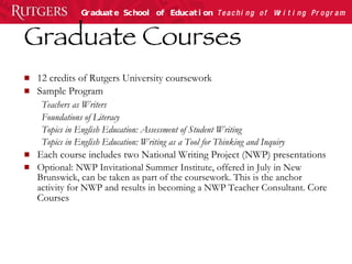 Rutgers Graduate School of Education Non-Degree Teaching of Writing ...