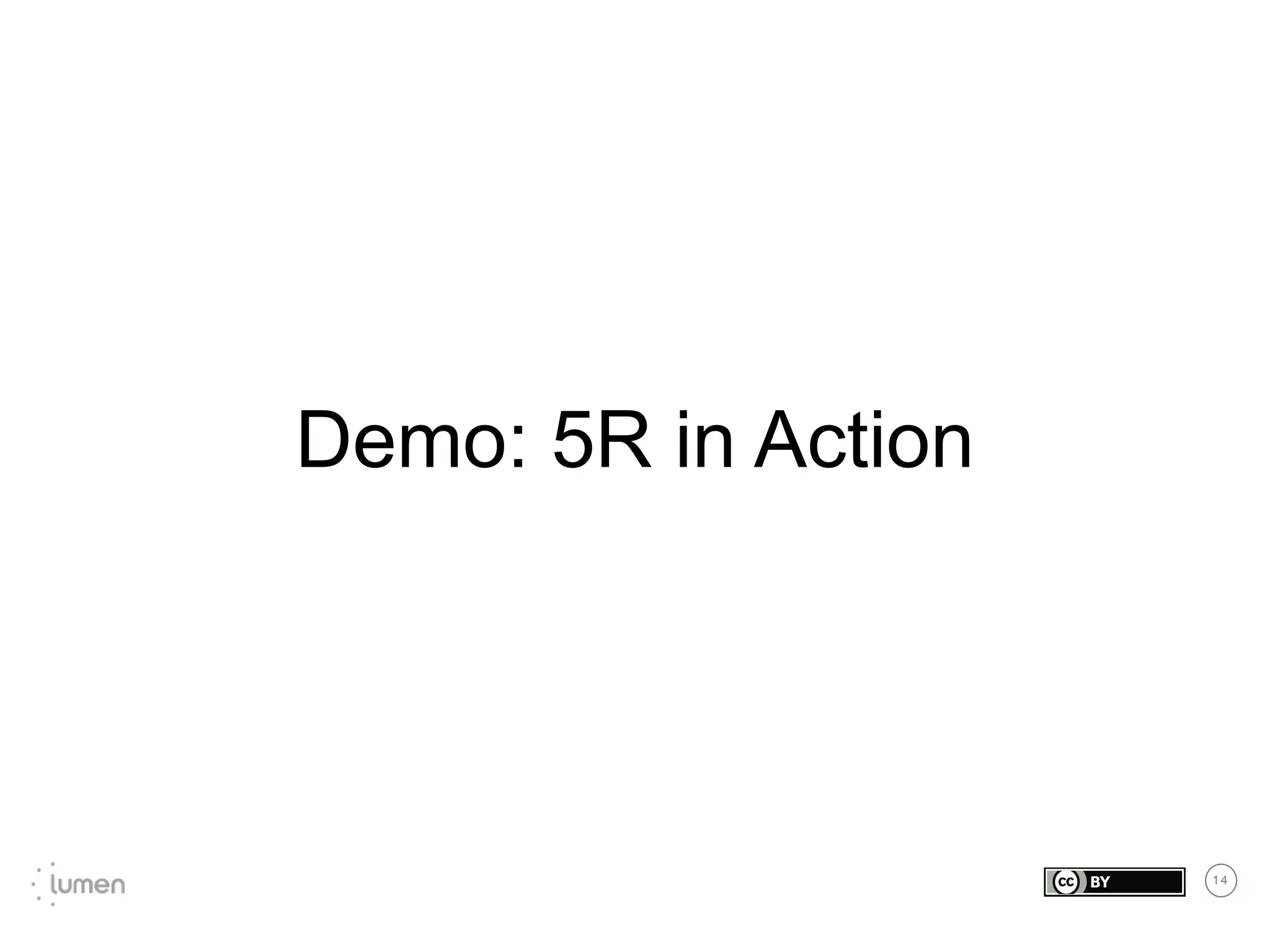 1 4
Demo: 5R in Action
 
