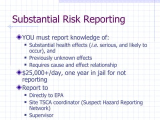 Substantial Risk Order Toxic Substances Control Act Awareness | PPT