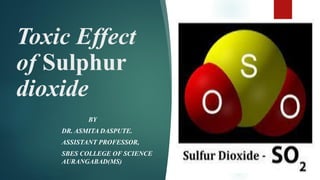 Toxic Effect
of Sulphur
dioxide
BY
DR. ASMITA DASPUTE.
ASSISTANT PROFESSOR,
SBES COLLEGE OF SCIENCE
AURANGABAD(MS)
 