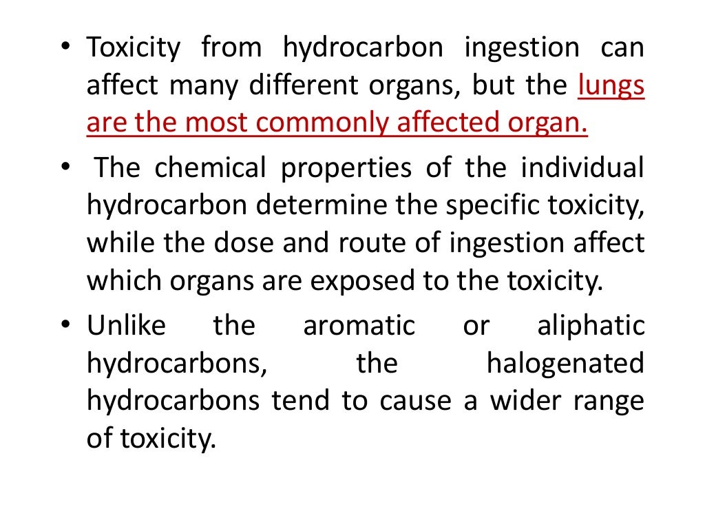 Toxicity of hydrocarbons