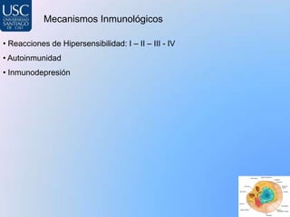 Mecanismos Inmunológicos

• Reacciones de Hipersensibilidad: I – II – III - IV
• Autoinmunidad
• Inmunodepresión
 