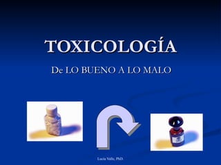 Lucía Valle, PhD.
TOXICOLOGÍATOXICOLOGÍA
De LO BUENO A LO MALODe LO BUENO A LO MALO
 