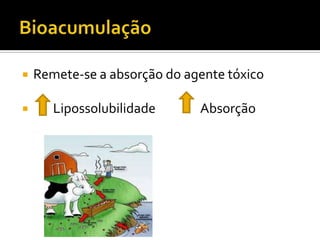 


Remete-se a absorção do agente tóxico
Lipossolubilidade

Absorção

 
