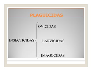 PLAGUICIDASPLAGUICIDAS
INSECTICIDAS
OVICIDAS
LARVICIDAS
IMAGOCIDAS
 