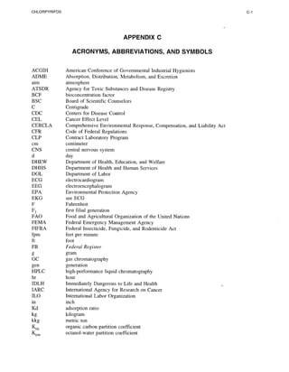 Toxicological profile for chlorpyrifos