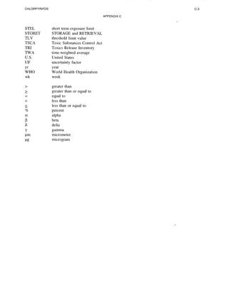 Toxicological profile for chlorpyrifos
