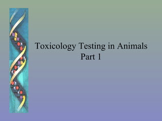 Toxicology Testing in Animals
Part 1
 