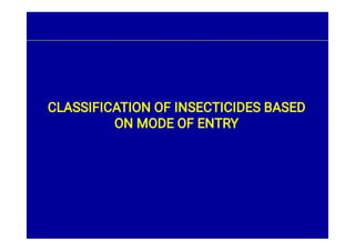 CLASSIFICATION OF INSECTICIDES BASED
ON MODE OF ENTRY
 