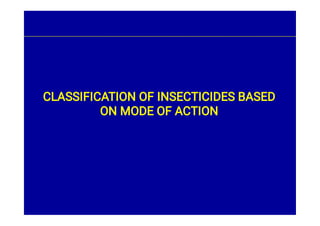 CLASSIFICATION OF INSECTICIDES BASED
ON MODE OF ACTION
 