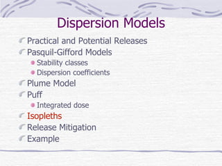 Toxic Release And Dispersion Models | PPT