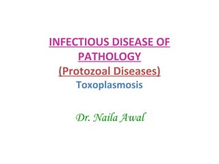 INFECTIOUS DISEASE OF
PATHOLOGY
(Protozoal Diseases)
Toxoplasmosis

Dr. Naila Awal

 