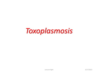 Toxoplasmosis
3/27/2023
Lecture Eight
 