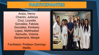 Araúz, Henry 
Chacón, Julianys 
Cruz, Loyrette 
González, Fabiola 
González, Kimberly 
López, Melithsabel 
Samudio, Victoria 
Santamaría, Margie 
Facilitador: Profesor Domingo 
Melillo 
