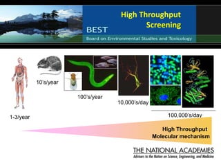 High Throughput
Screening
10’s/year
100’s/year
10,000’s/day
100,000’s/day
High Throughput
Molecular mechanism
1-3/year
 