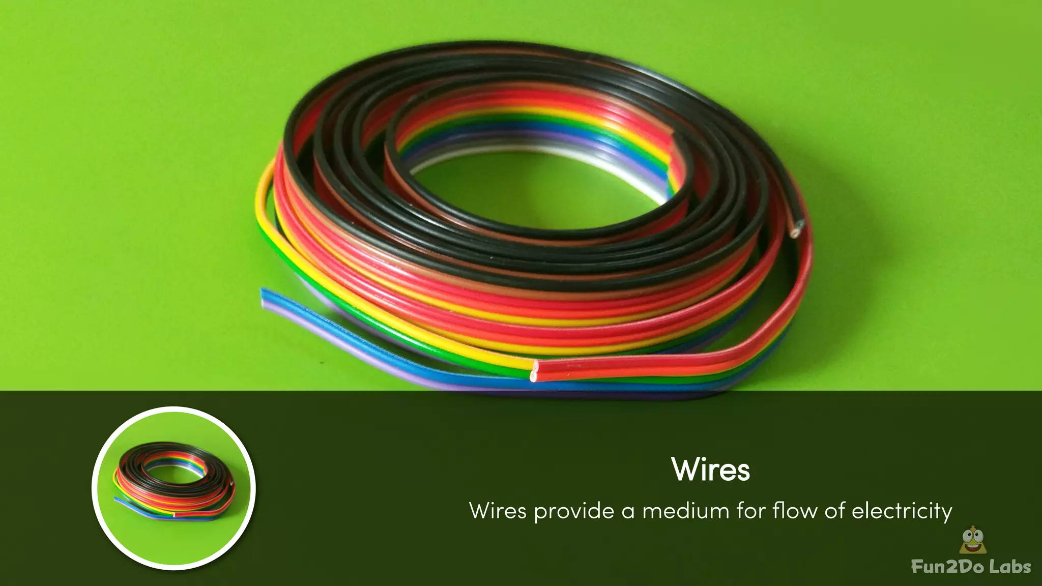 Fun Do Labs2
Wires
Wires provide a medium for ﬂow of electricity
 