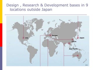 1-6
Design , Research & Development bases in 9
locations outside Japan
 